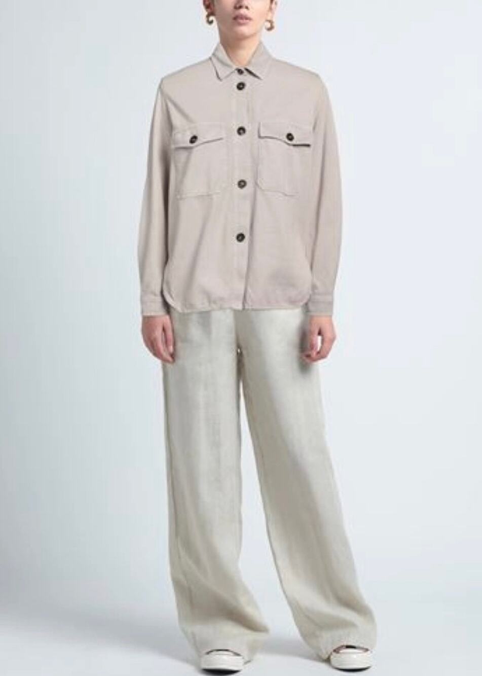 CIRCOLO 1901 Soft Ivory Cotton Flannel Shirt Button-Up Chest Pocket Size 38 US-2